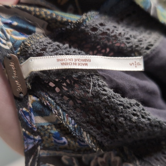 Free People Boho Gray Floral Tunic Dress, Sz S. - Picture 7 of 8